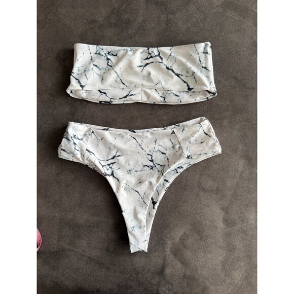 Marble Print Strapless Bikini Set - Size 4 - Picture 4 of 5
